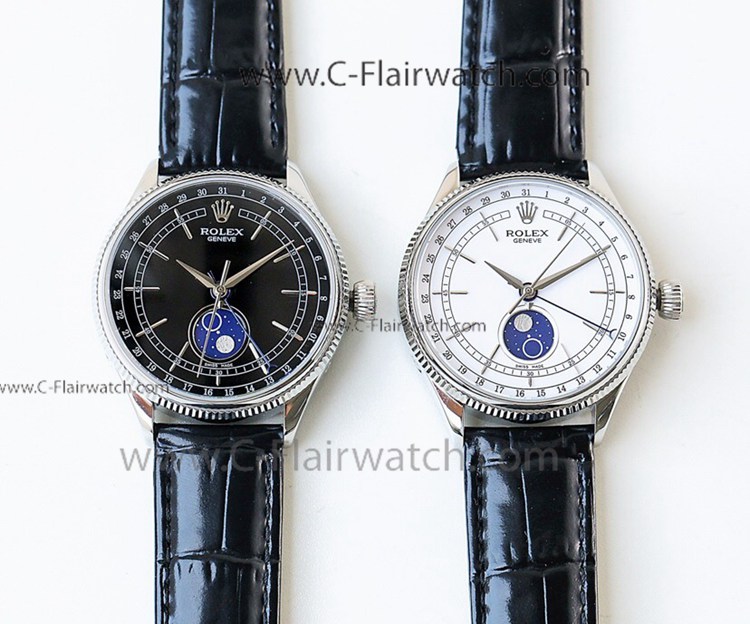 Swiss Grade 1 Rolex Cellini Moonphase 3195 Watch SS White Dial